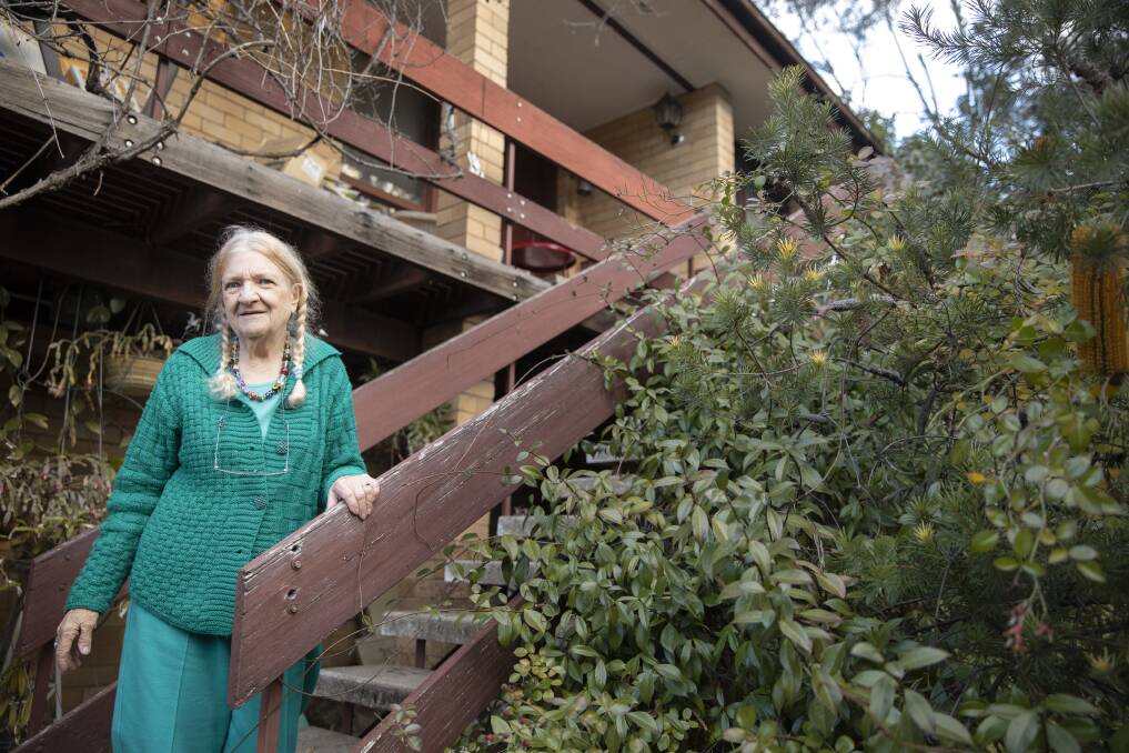 Jean Geue outside her Aranda home, which is one of the last Mr Fluffy homes in the ACT. Picture: Sitthixay Ditthavong