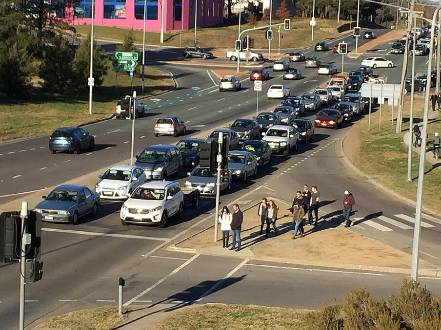 Traffic builds in Fyshwick on Saturday afternoon as punters head to The Forage on Dairy Road. Picture: Blake Foden