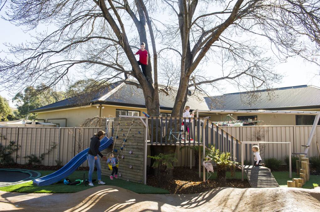 So much to do, as kids test their limits in the backyard. Picture: Dion Georgopoulos