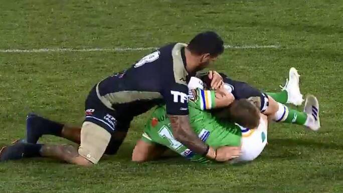 Andrew Fifita has failed in his bid to have a crusher tackle charge downgraded. Picture: Channel Nine