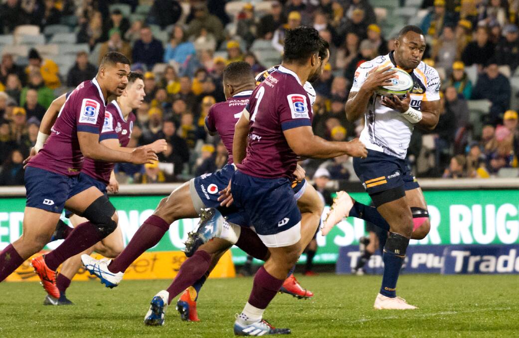Runaway winners: The Brumbies charged into the finals with a big win against the Queensland Reds. Picture: Elesa Kurtz