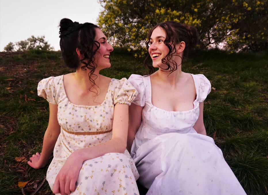 Lydia Milosavljevic as Elizabeth Bennet in Budding Theatre's youth cast version of Pride and Prejudice and Ella Horton as Elizabeth Bennet in the main stage case. Picture: Supplied.
