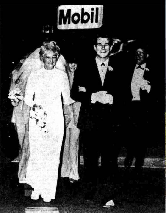 Kay and Trevor Bennett on the cover of The Canberra Times on their wedding day on June 6, 1970.