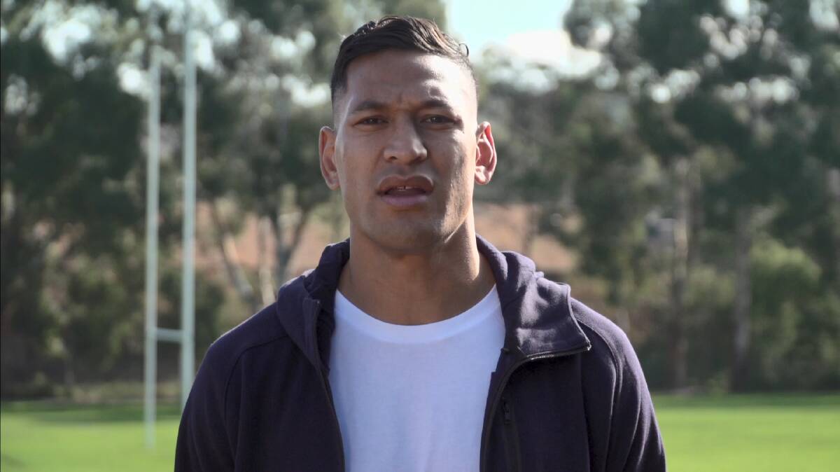 Israel Folau has appeared in a video asking for people to donate money as he begins his legal fight against Rugby Australia. Picture: Youtube