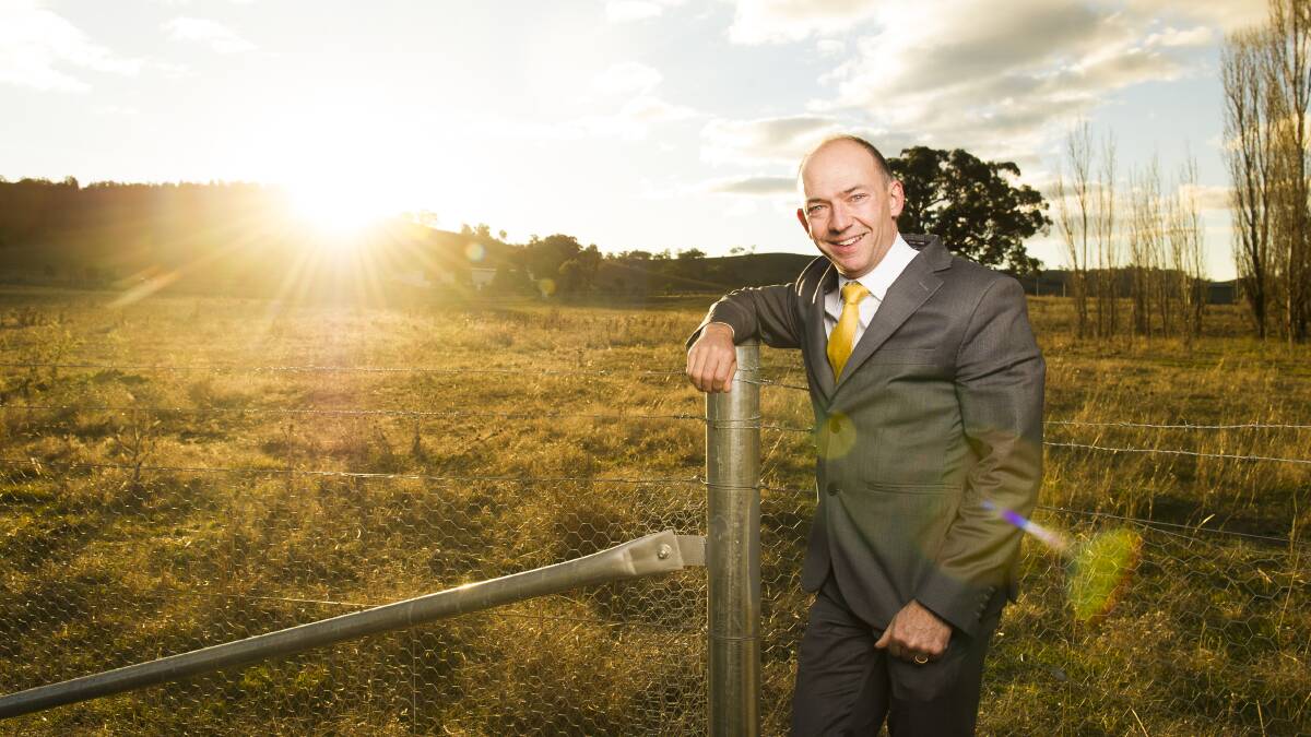 Solarshare chair Nick Fejer at the Majura site where one of Australia's largest community-owned solar farms will be built. Picture: Dion Georgopoulos