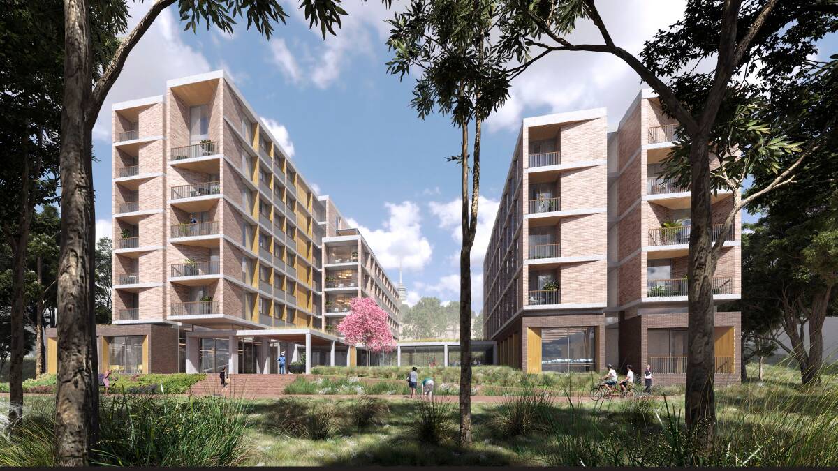 An artist's impression of part of the ANU SA8 development, which the Australian National University plans to open by February 2021. Picture: Bates Smart