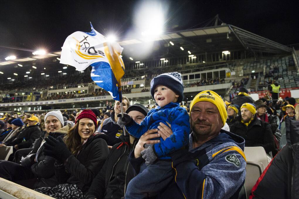 Brumbies fans turned out in force on Saturday night. Picture: Dion Georgopoulos