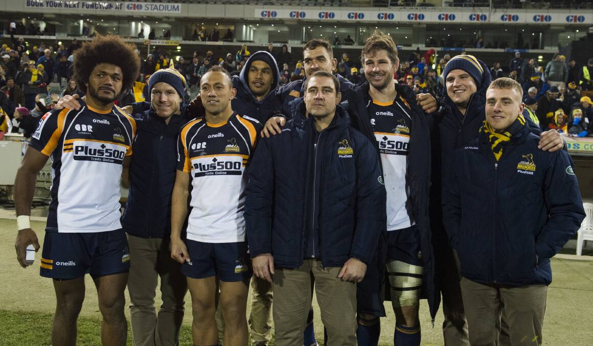The departing Brumbies after a quarter-final in Canberra. Picture: Dion Georgopoulos