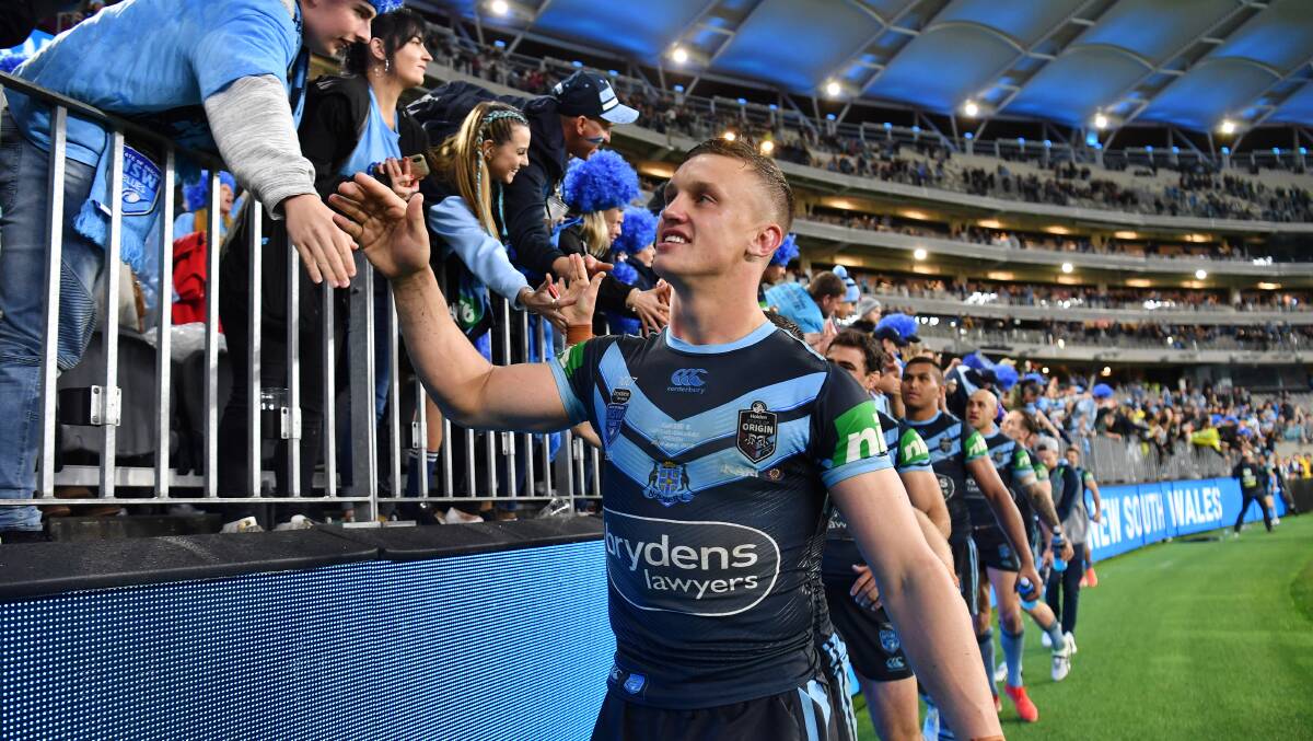 A victorious Jack Wighton after the NSW Blues win Origin II in June. Picture: NRL Photos