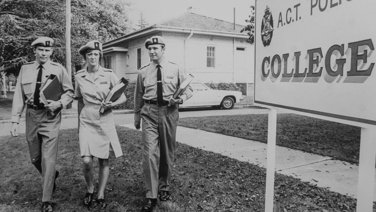 ACT police recruits at the police college in 1977. Picture: Canberra Times archives