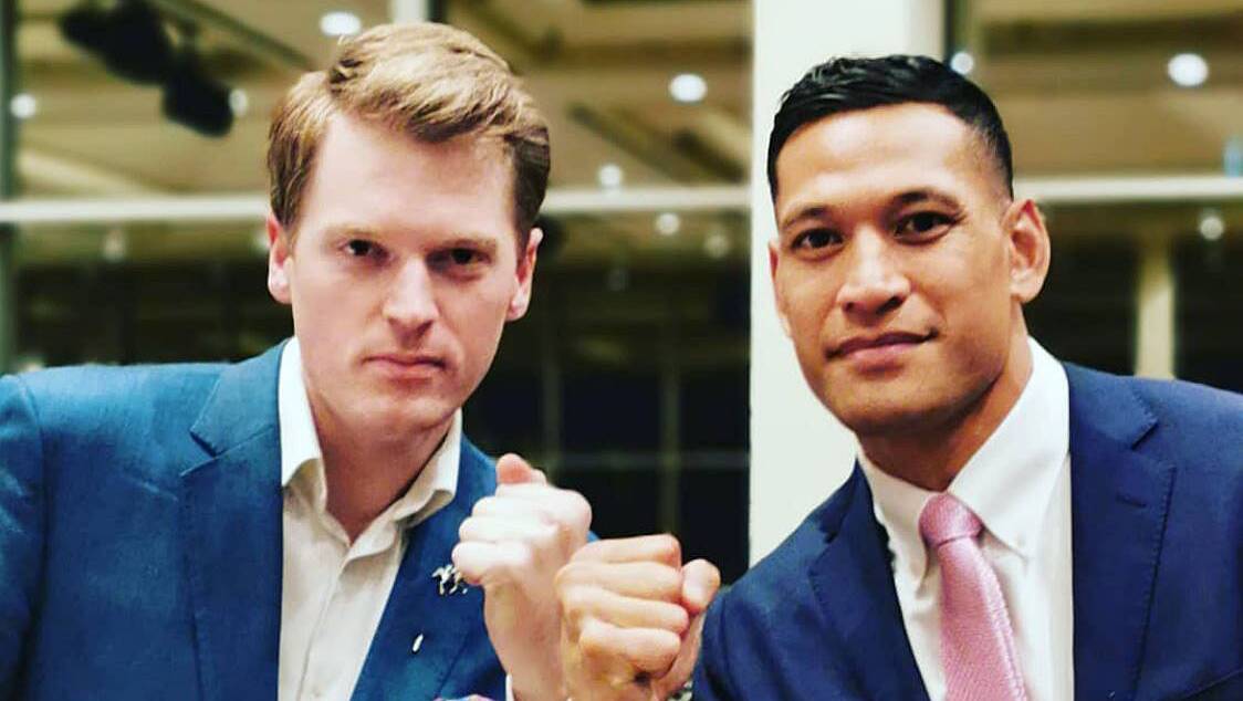 A facebook image taken from the Martyn Iles (from the Australian Christian Lobby) profile of Martyn Iles and Israel Folau.
