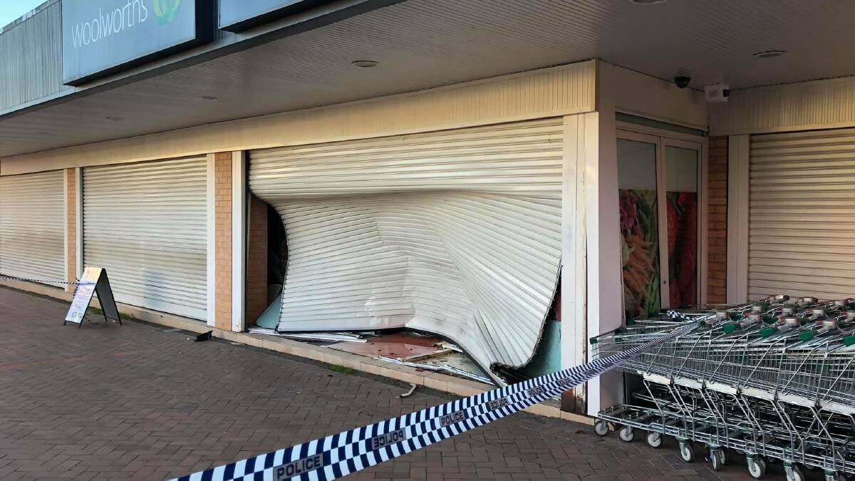 The Woolworths at Hawker was damaged during the overnight ram-raids. Picture: Sammy Phillips