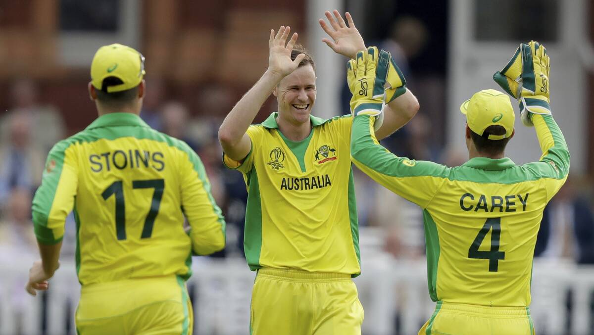 Jason Behrendorff celebrates another wicket. Picture: AP