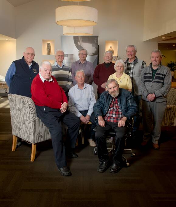 Former Honeysuckle employees who have organised much of the 50th anniversary celebrations: (from left) Les Whaley, Mike Dinn, Ray Lloyd, Peter Horton, John Heath, John Saxon, Hamish Lindsay, Betty Saxon, Jim Simpson and Mike Linney. Picture: Elesa Kurtz 