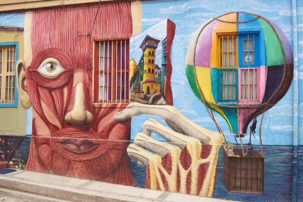 Colourful murals decorate the walls of buildings in the historic port city of Valparaiso. Pictures: Shutterstock