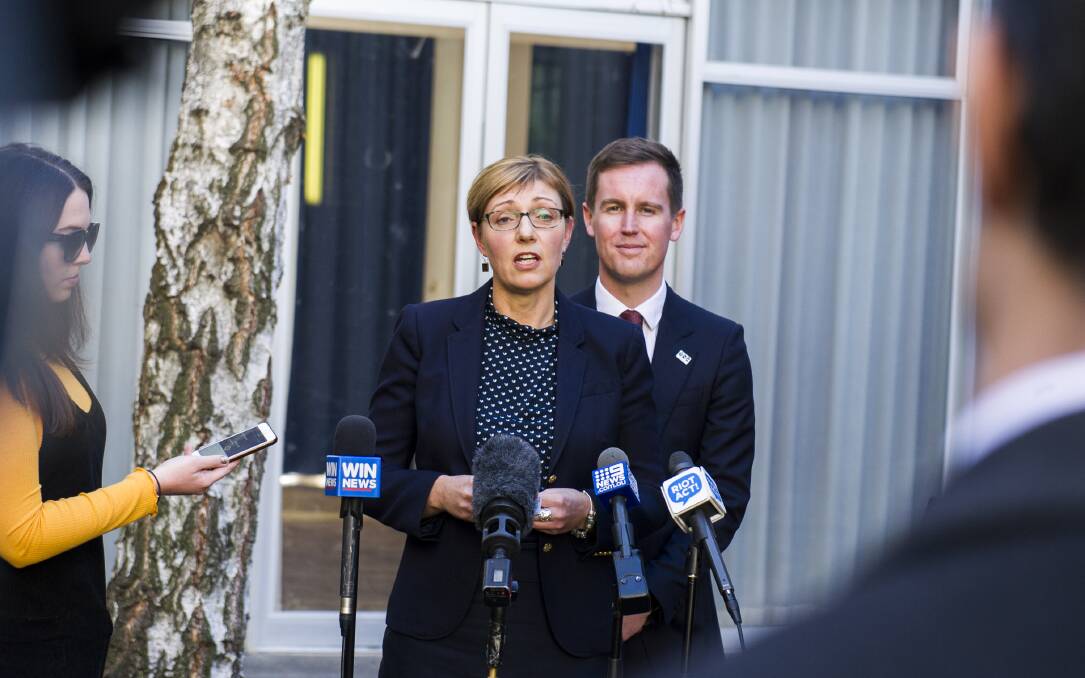 ACT Health Minister Rachel Stephen-Smith speaking to the press. Picture: Dion Georgopoulos