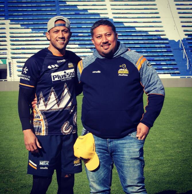 Brumbies captain Christian Lealiifano and brother Eddie in Argentina. Picture: Supplied