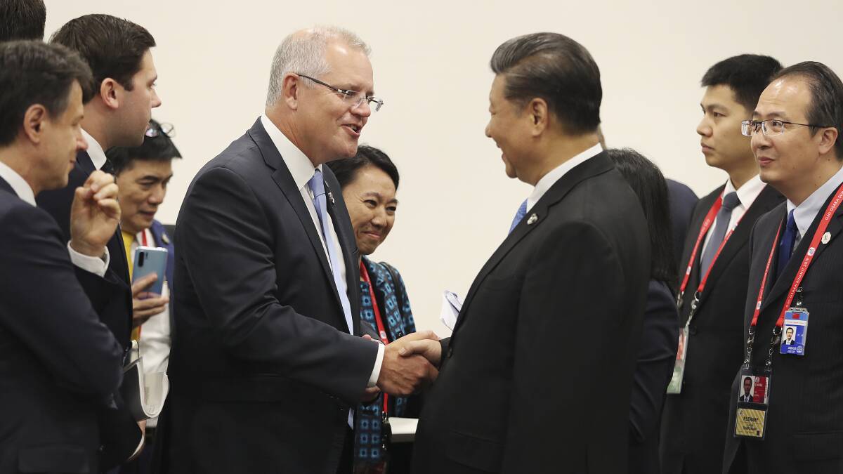 Prime Minister Scott Morrison meets with Chinese President Xi Jinping during the G20 Summit in Osaka in June. Picture: Adam Taylor/PMO