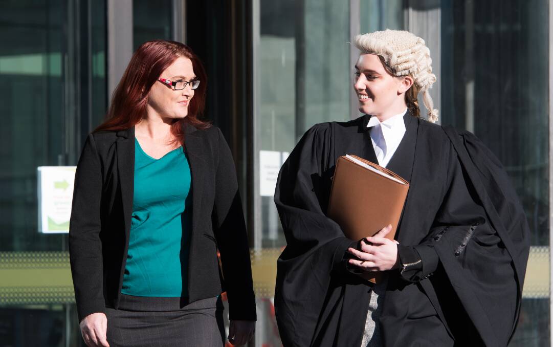Wendy Dent with her lawyer Zoe Jones leaving the ACT Supreme Court on Friday. Picture: Elesa Kurtz