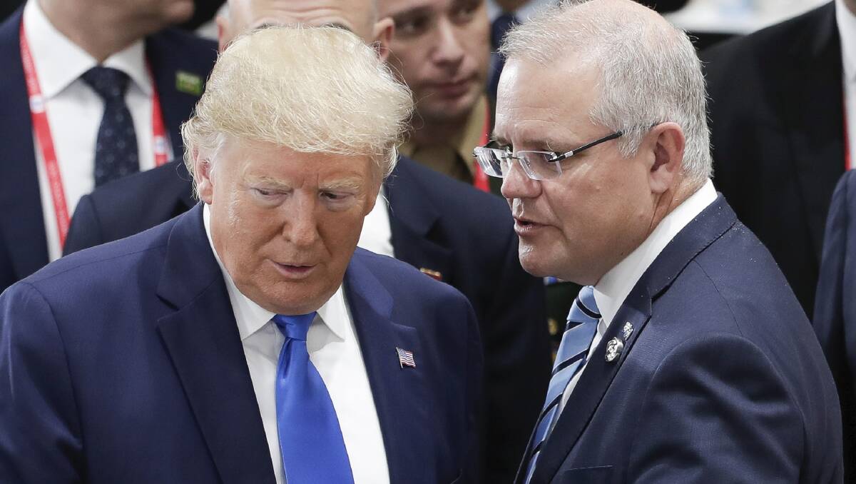 President of the United States Donald Trump and Prime Minister Scott Morrison. Picture: Alex Ellinghausen
