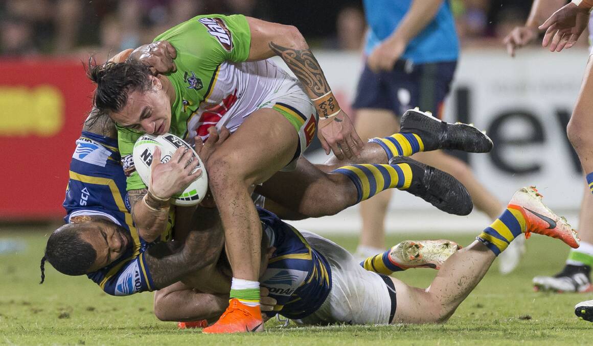 Raiders fullback Charnze Nicoll-Klokstad had another outstanding game. Picture: AAP Image/Craig Golding