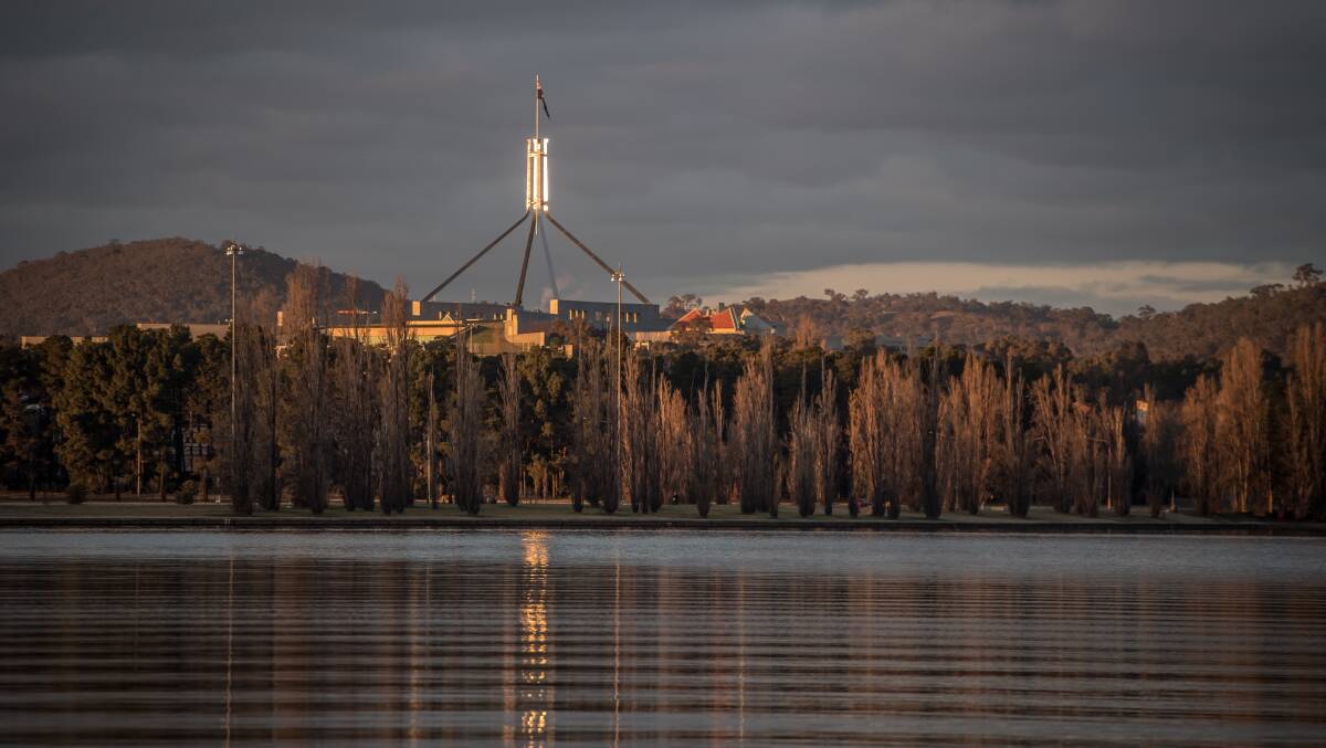 Australia's unique Parliament House, which can be seen quite clearly from ANU's Australian Studies Institute. Picture: Karleen Minney