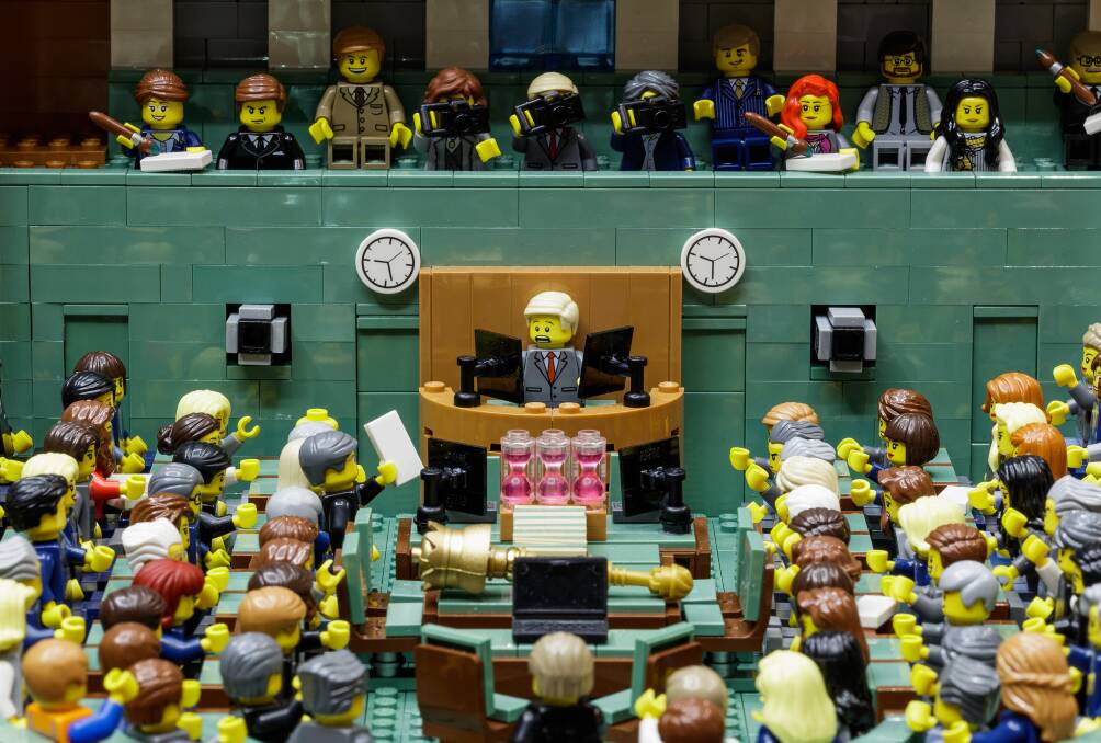 Neat hair assured in LEGO's Parliament House.