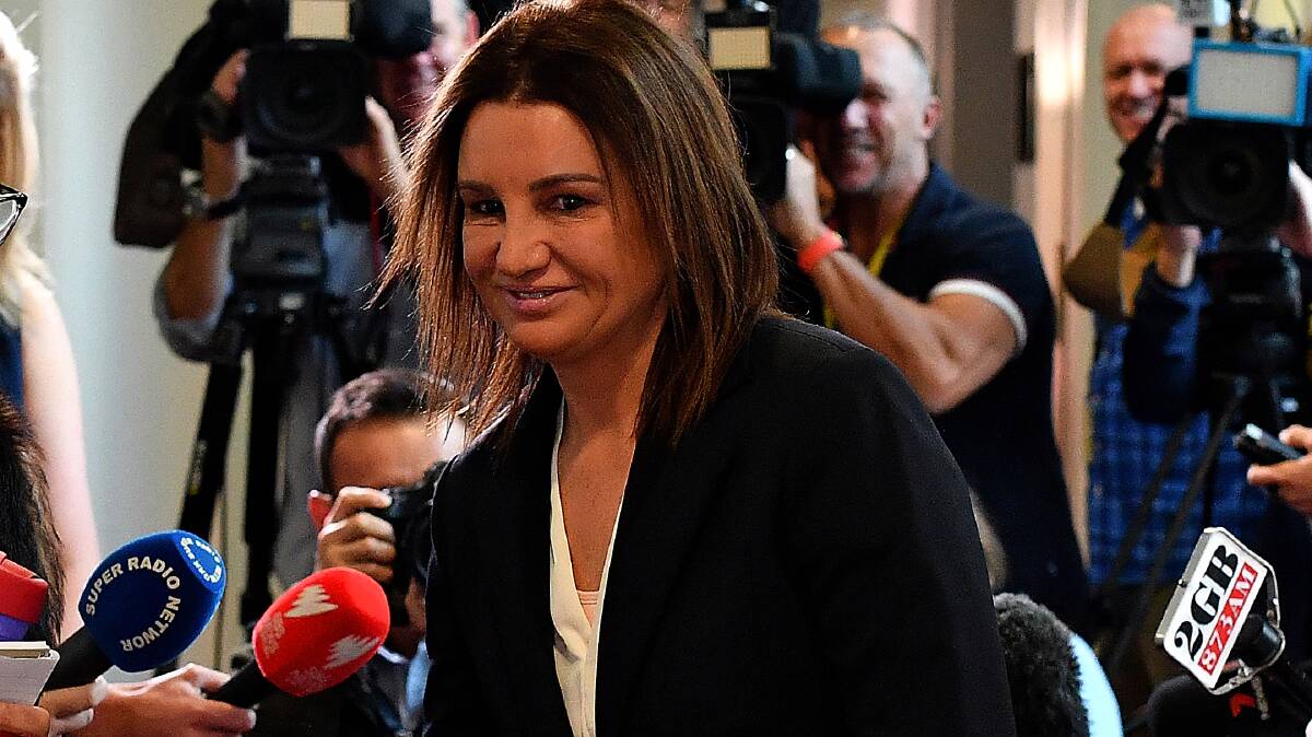Independent Senator Jacqui Lambie after announcing she would support the tax cuts in exchange for action on Tasmania's housing crisis. Picture: AAP
