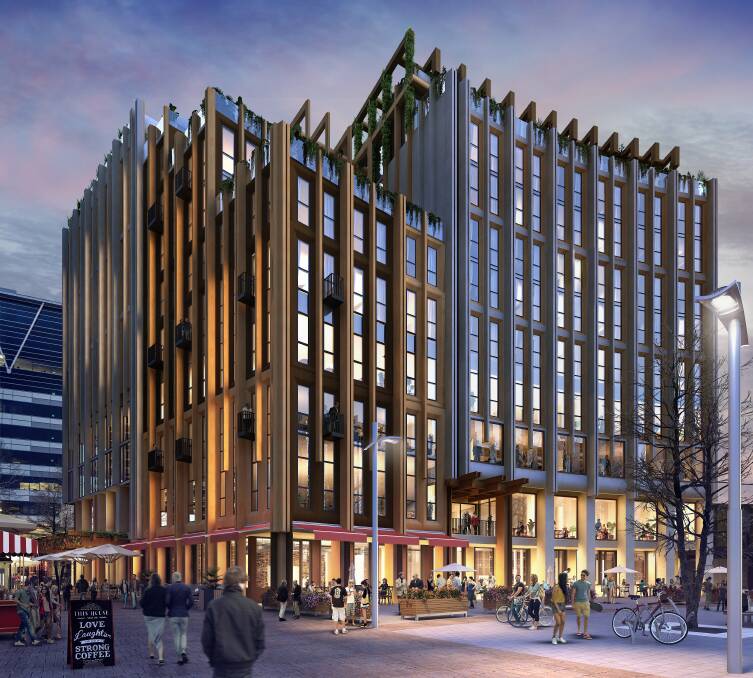 An artist's impression of Geocon's approved Garema Place hotel. Picture: Supplied