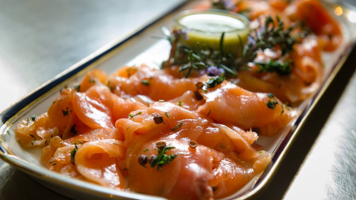 French embassy chef Hervé Aubry's dish, salmon gravlax. Picture: Elesa Kurtz