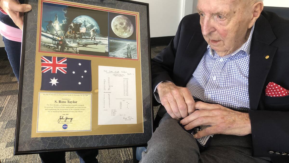 Professor Ross Taylor first to analyse moon rock brought back to earth by Apollo 11.