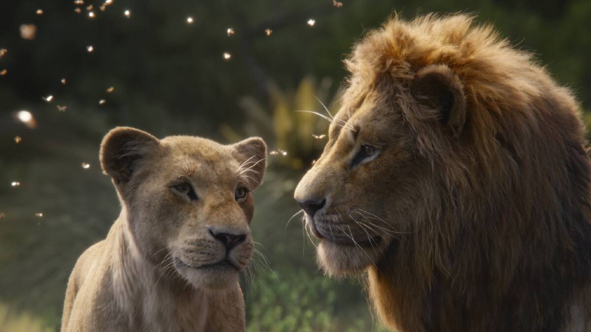 Nala, voiced by Beyoncé Knowles-Carter, left, and Simba, voiced by Donald Glover in a scene from The Lion King. (Disney via AP)