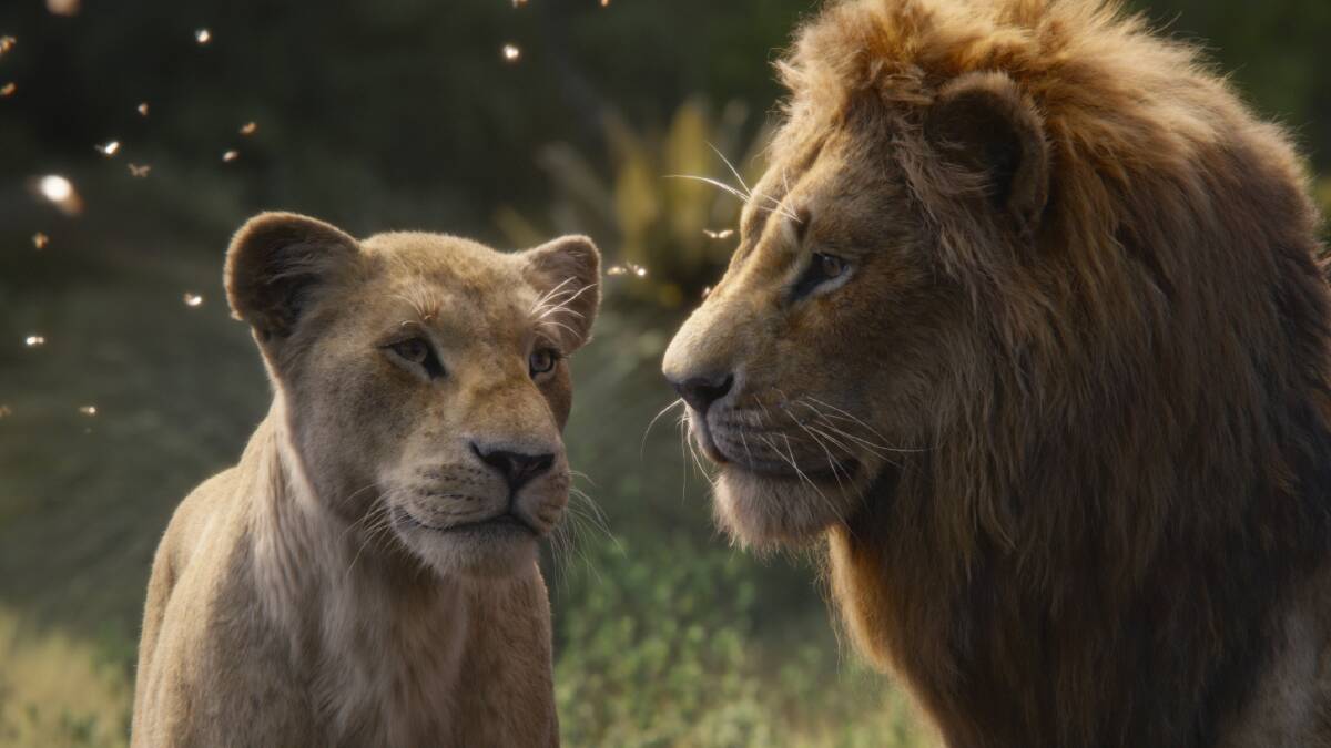 Nala, voiced by Beyoncé Knowles-Carter, left, and Simba, voiced by Donald Glover, in a scene from 'The Lion King'. Picture: Disney