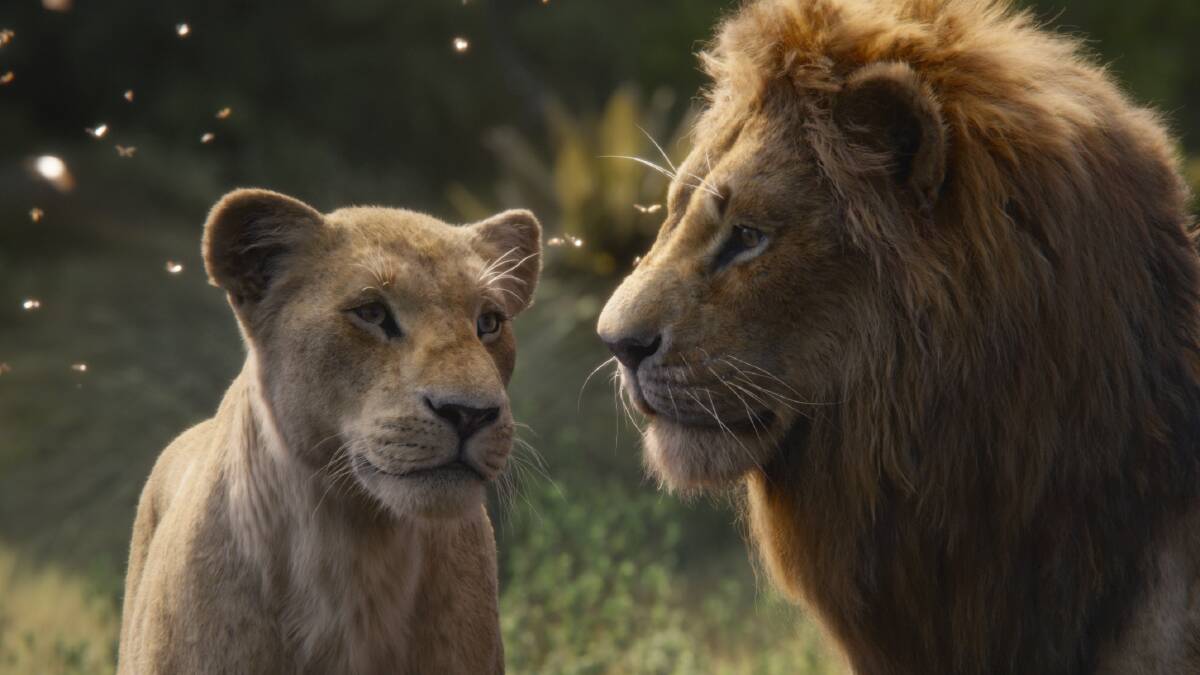  Nala, voiced by Beyoncé Knowles-Carter, left, and Simba, voiced by Donald Glover in a scene from The Lion King. (Disney via AP)