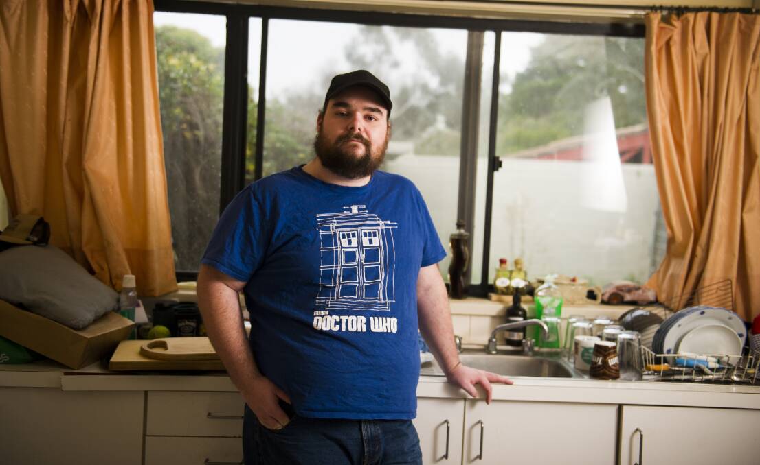 Newstart recipient Connah Brown, who sometimes skips his weekly trip to the grocery store because he can't afford it. Picture: Dion Georgopoulos