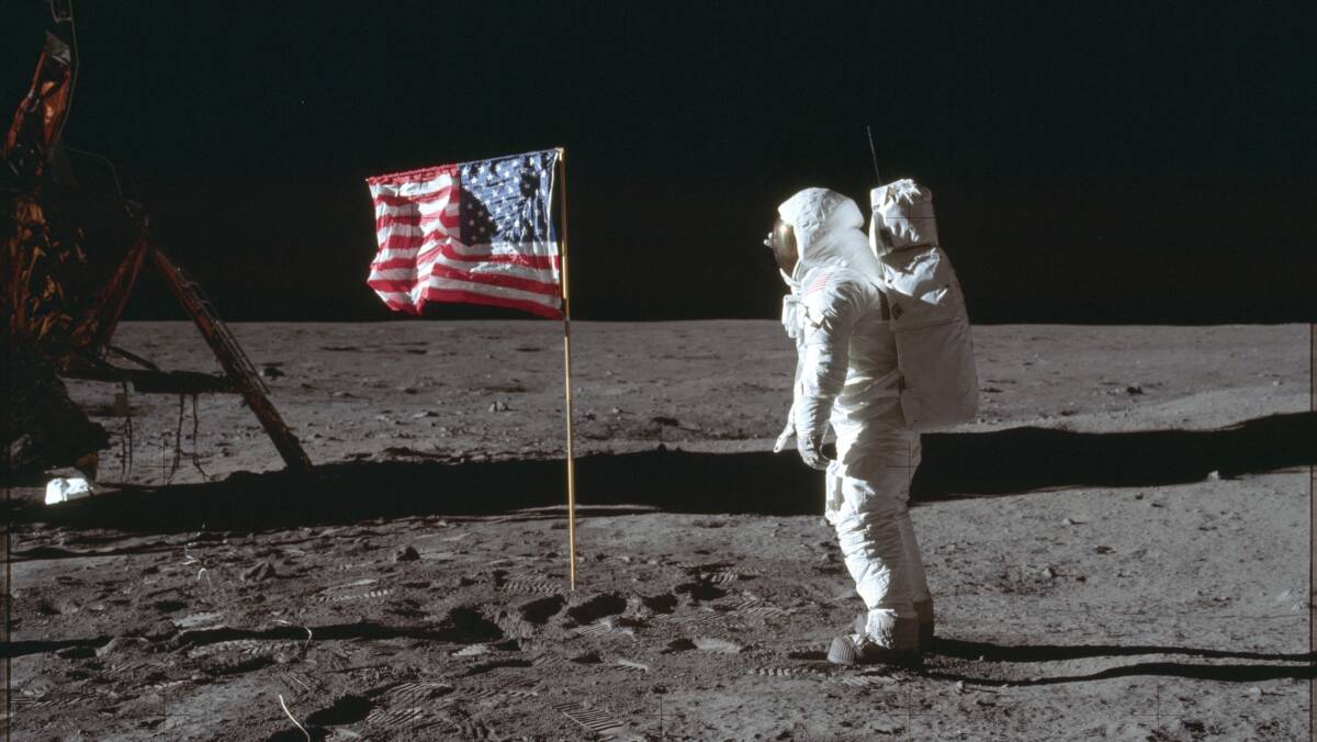 Astronauts Buzz Aldrin and Neil Armstrong making history on July 20, 1969. Picture: NASA via AP