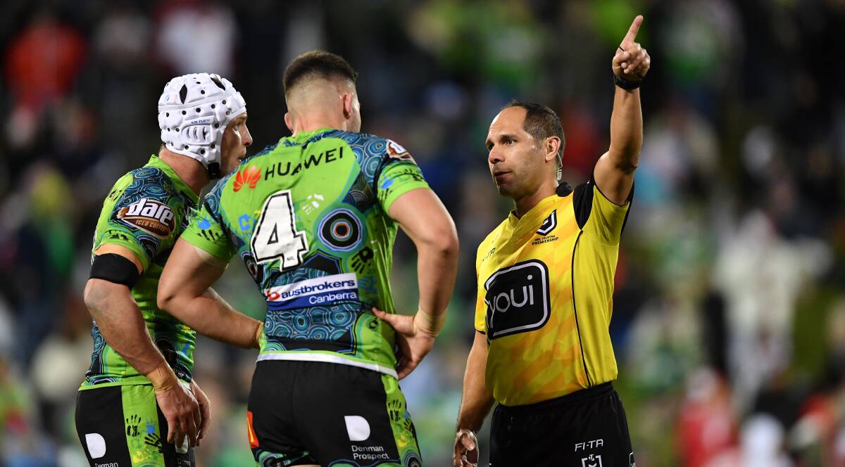 Nick Cotric was sent off by referee Ashley Klein. Picture: NRL Images