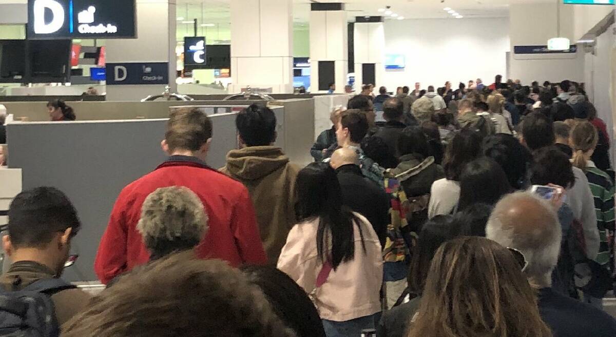 Delays hit Sydney Airport after security outage hits Australian Border Force security gates. Picture: Twitter/@Jitterbugpearce