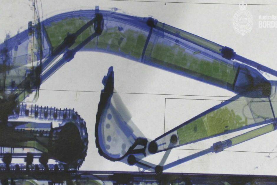 An X-ray image of the excavator. Picture: Australian Border Force
