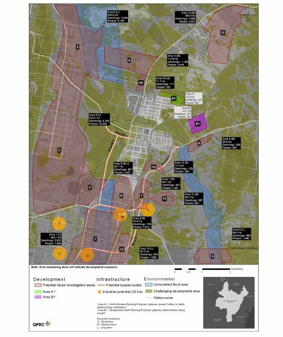 Draft documents which show the scale of development at Bungendore under the council's "high growth" scenario. Picture: Supplied