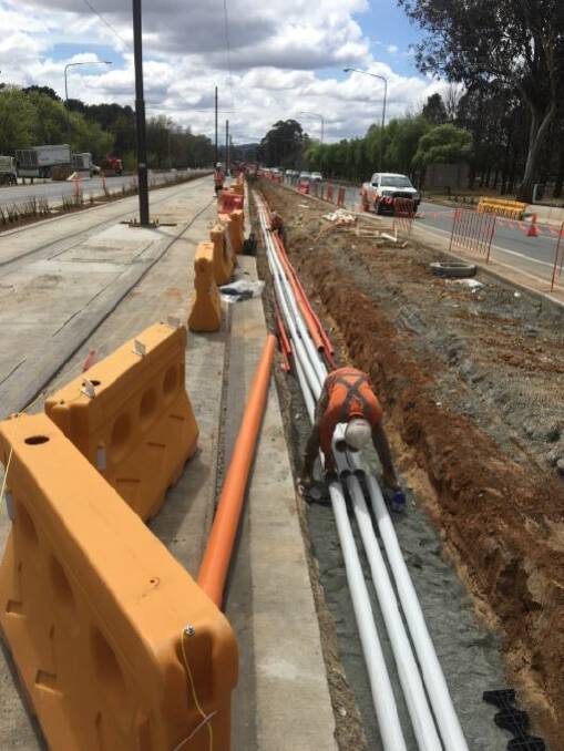 A picture of electrical conduits on the Canberra light rail network, released under freedom of information laws.