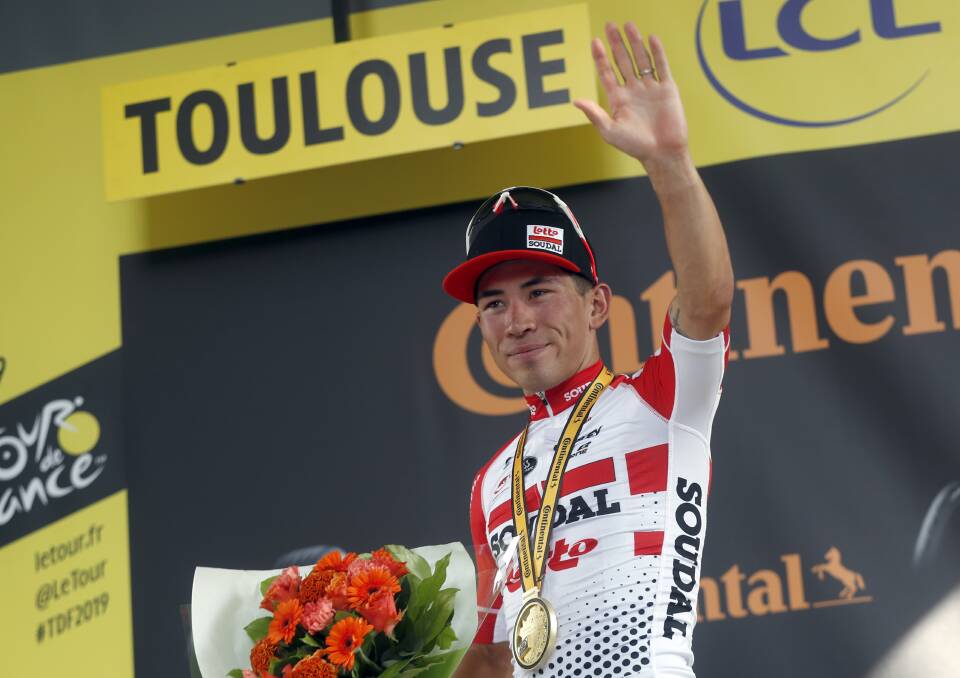 Australian Caleb Ewan has claimed a remarkable maiden Tour de France stage victory just a year after being overlooked for cycling's most prestigious race. Picture: AP