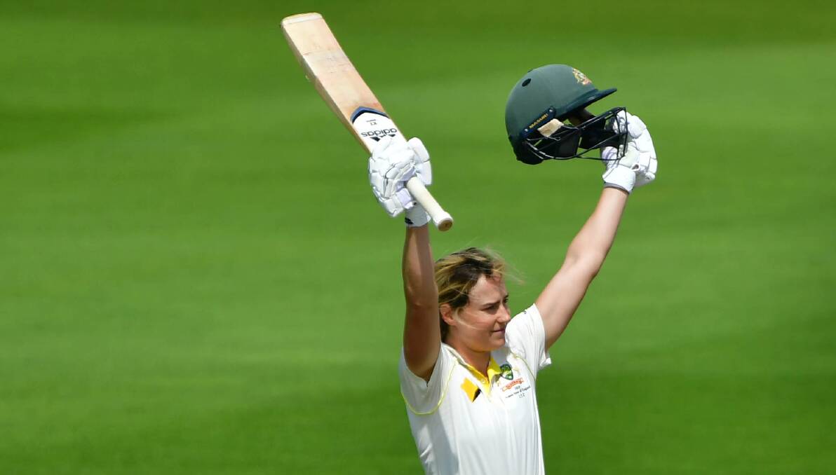 Australia's Ellyse Perry celebrates her second Ashes century. Picture: PA