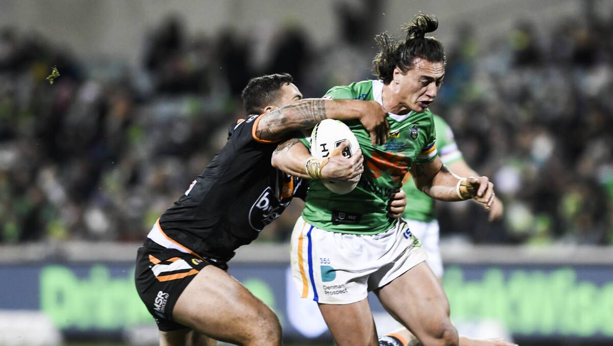 The Raiders want to upgrade and extend fullback Charnze Nicoll-Klokstad's contract. Picture: Dion Georgopoulos