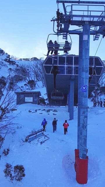 The chair became dislodged from the Gunbarrel chairlift at Thredbo after strong winds hit the resort, a Thredbo spokeswoman said. Picture: Supplied to snowsbest.com