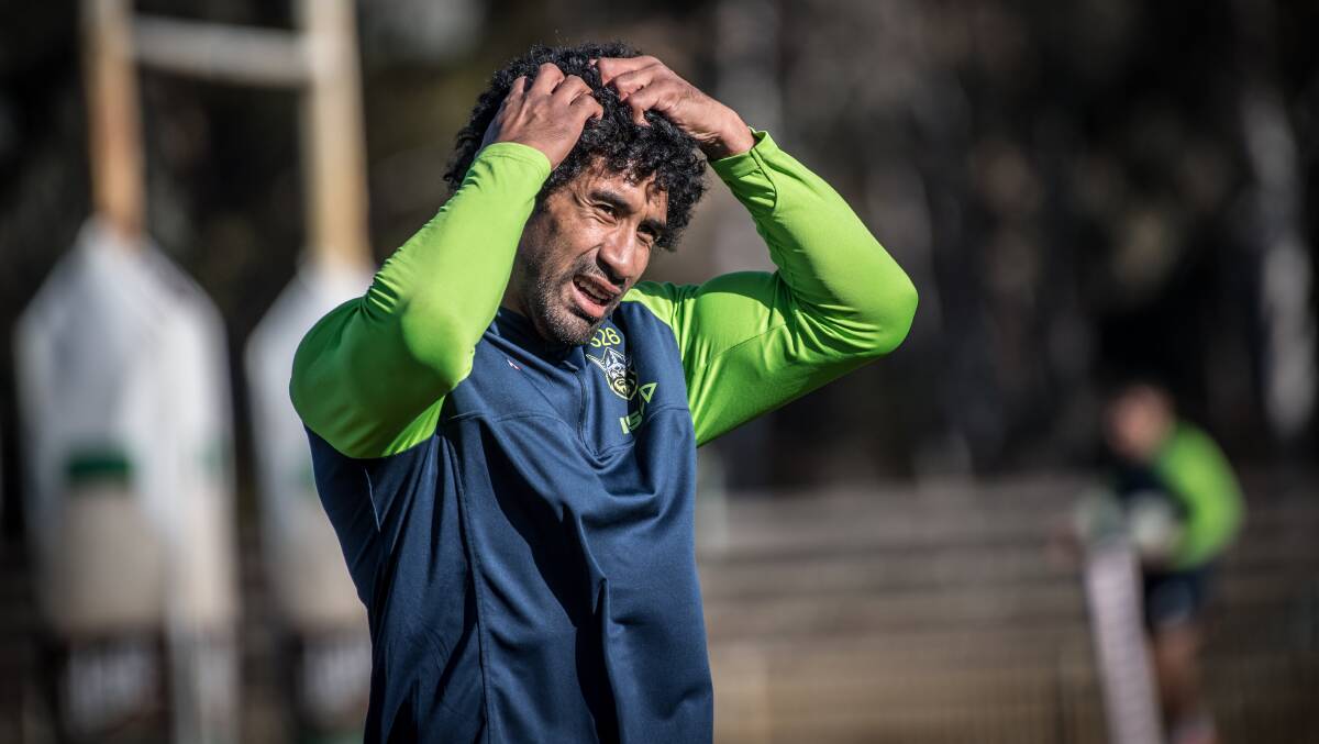 The Raiders hope to keep veteran forward Sia Soliola in lime green after he hangs up his boots. Picture: Karleen Minney