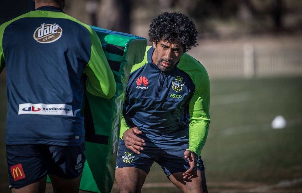 Raiders veteran Sia Soliola has been nominated for the Ken Stephen Medal for his community work. Picture: Karleen Minney
