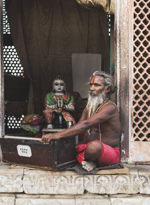 A Hindu priest in Jaipur playing music.
Picture: Jamila Toderas