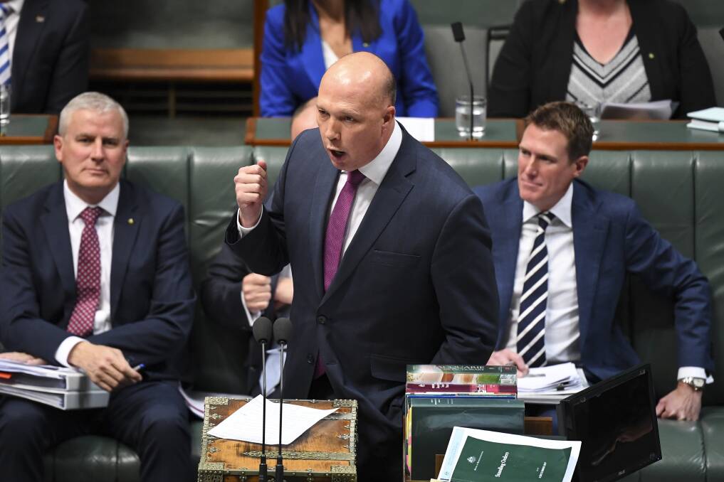 Minister for Home Affairs Peter Dutton said the bill was required to send a message that Australia's borders are stronger than ever. Picture: AAP