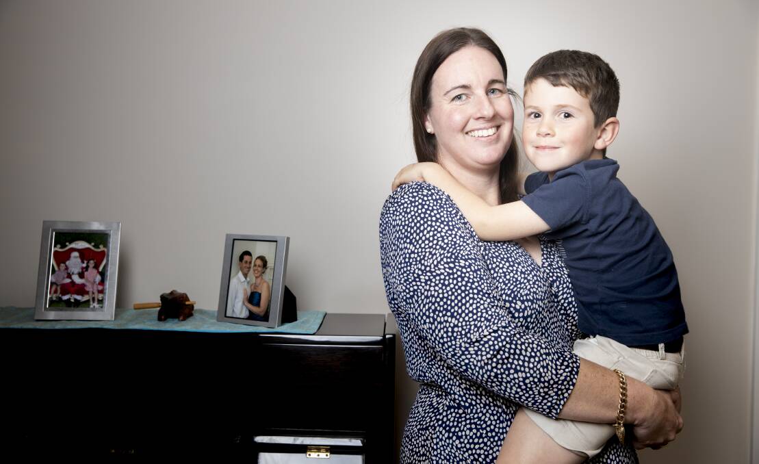 Georgina Ovin with her five-year-old son Edward, who was diagnosed with a tree nut allergy at 15 months. Picture: Sitthixay Ditthavong